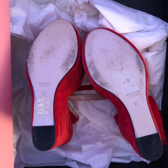 Sally Red Suede Gucci Platforms - Picture 12 of 12